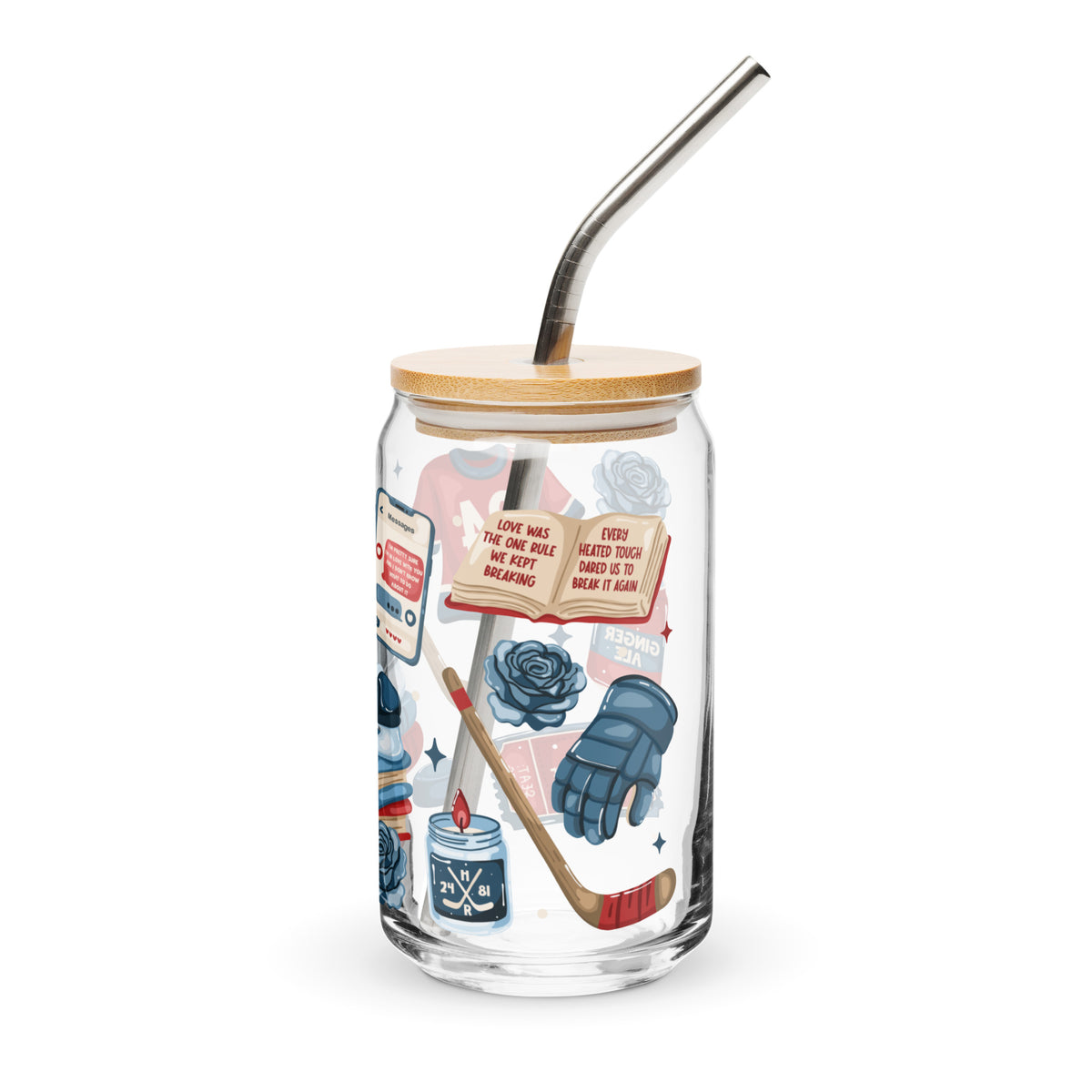 Queer Hockey Romance Bookish Glass Can Tumbler | Queer Sports Romance Reader Gift - Spinsterly Co