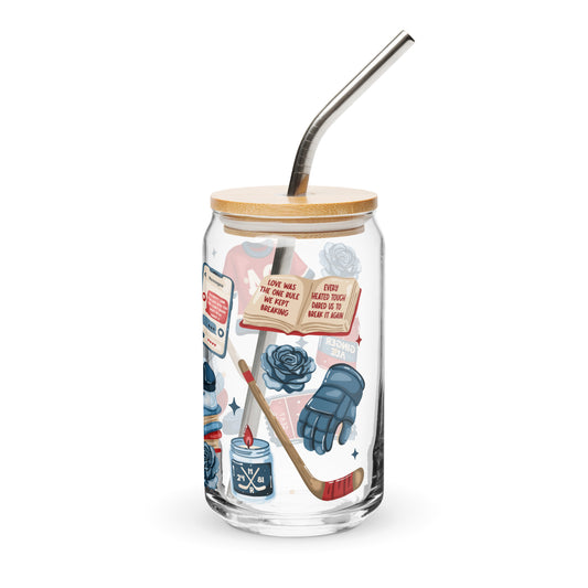 Queer Hockey Romance Bookish Glass Can Tumbler | Queer Sports Romance Reader Gift - Spinsterly Co