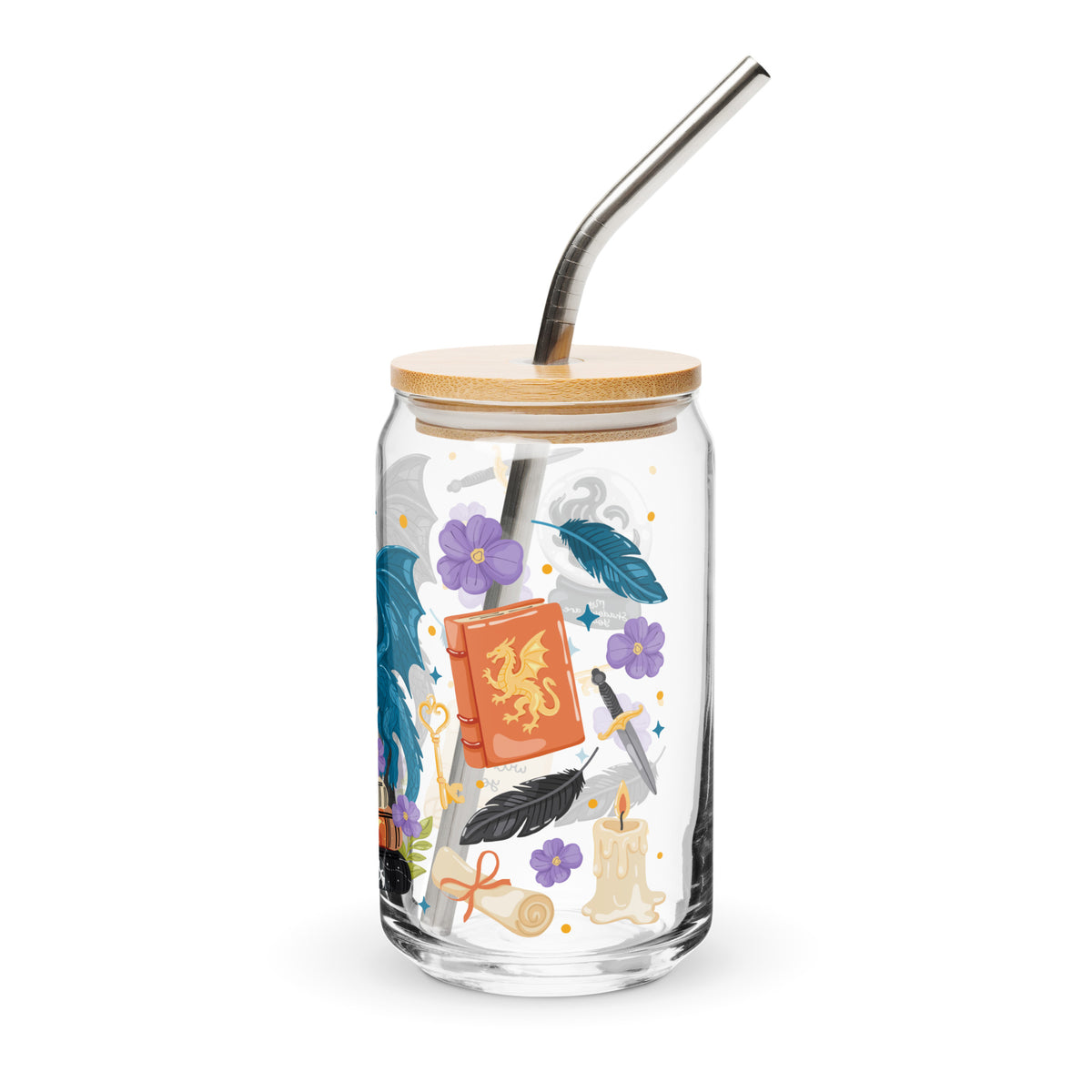 Dragon Romantasy Bookish Glass Can Tumbler — Fantasy Reader Gift - Spinsterly Co