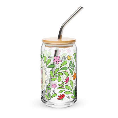 Floral Cat Can-Shaped Glass | Cute Botanical Kitty Glass Tumbler - Spinsterly Co