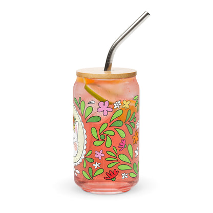 Floral Cat Can-Shaped Glass | Cute Botanical Kitty Glass Tumbler - Spinsterly Co