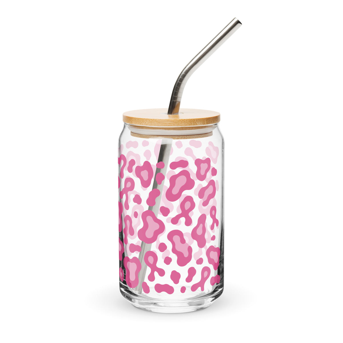 Pink Leopard Print Can-Shaped Glass | Breast Cancer Awareness Month - Spinsterly Co
