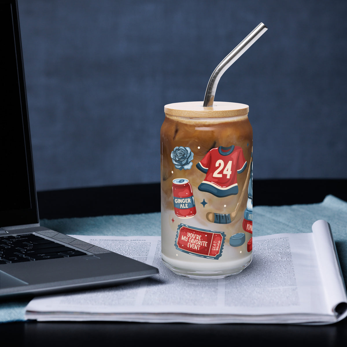 Queer Hockey Romance Bookish Glass Can Tumbler | Queer Sports Romance Reader Gift - Spinsterly Co