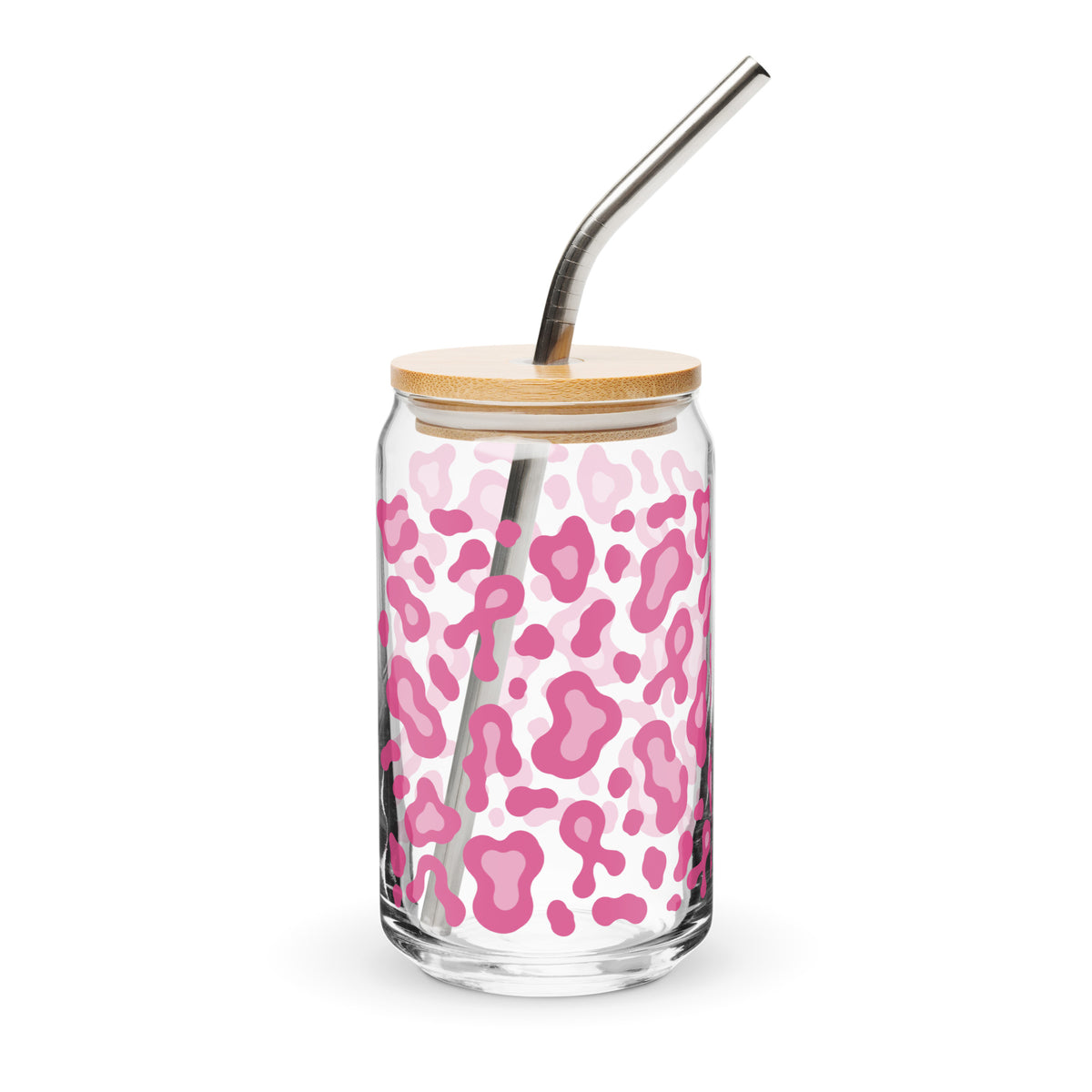 Pink Leopard Print Can-Shaped Glass | Breast Cancer Awareness Month - Spinsterly Co