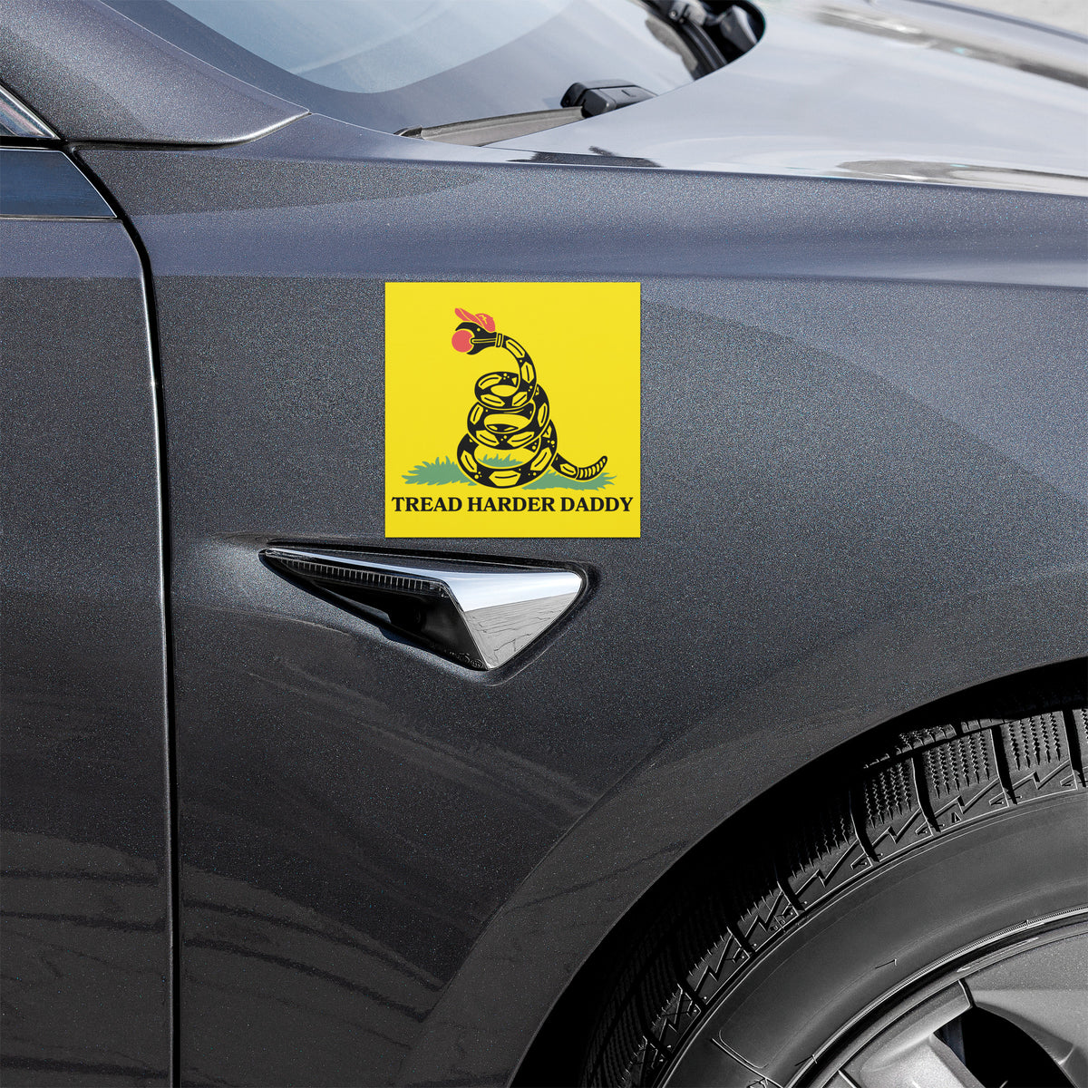 Tread Harder Daddy Car Magnet | Funny Gadsden Flag Parody Car Magnet - Spinsterly Co