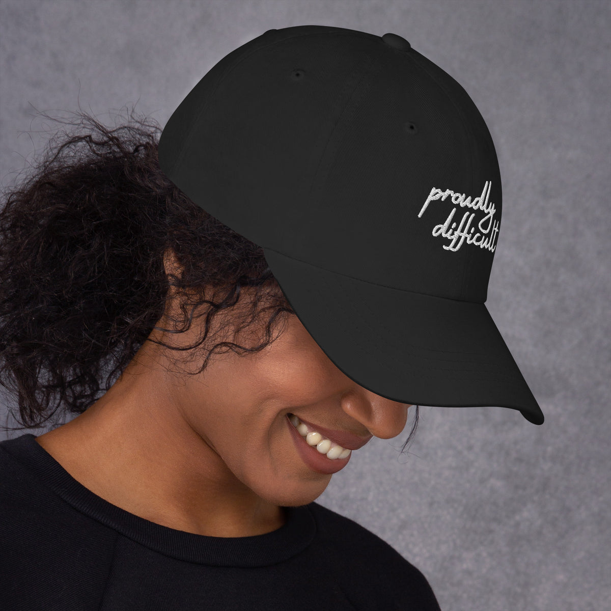 Proudly Difficult Dad Hat | Feminist Embroidered Baseball Cap - Spinsterly Co