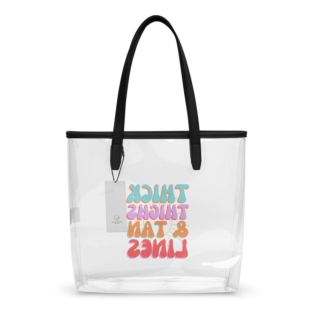 Thick Thighs & Tan Lines Clear Tote Bag | Stadium-Approved Beach & Concert Bag - Spinsterly Co