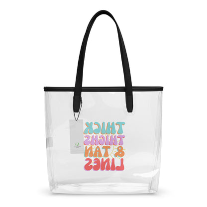 Thick Thighs & Tan Lines Clear Tote Bag | Stadium-Approved Beach & Concert Bag - Spinsterly Co