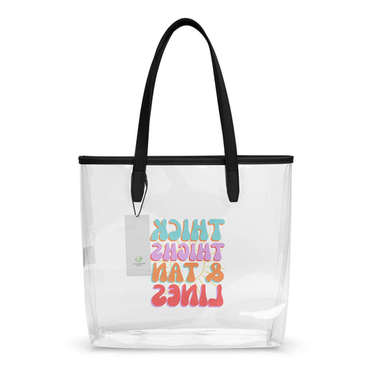 Thick Thighs & Tan Lines Clear Tote Bag | Stadium-Approved Beach & Concert Bag - Spinsterly Co