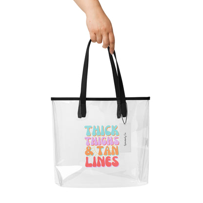 Thick Thighs & Tan Lines Clear Tote Bag | Stadium-Approved Beach & Concert Bag - Spinsterly Co