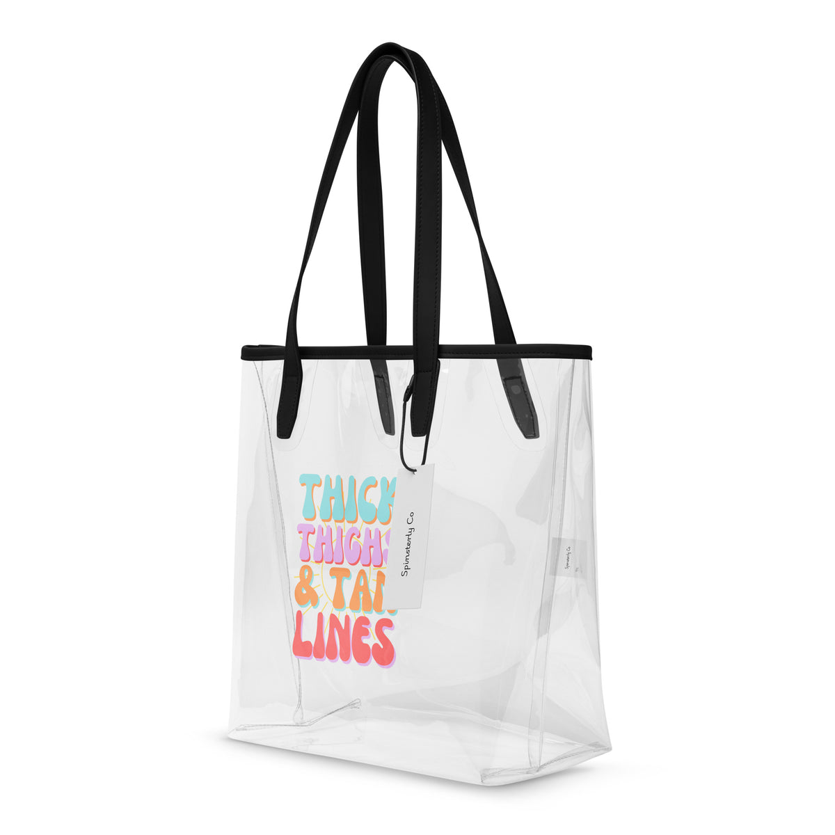 Thick Thighs & Tan Lines Clear Tote Bag | Stadium-Approved Beach & Concert Bag - Spinsterly Co