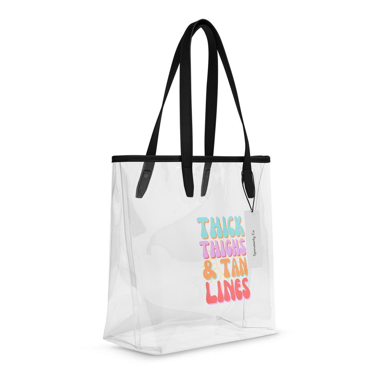 Thick Thighs & Tan Lines Clear Tote Bag | Stadium-Approved Beach & Concert Bag - Spinsterly Co