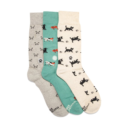 Save Cats Gift Box — 3-Pack Crew Sock Set | Black Cat, Frisky Cat & Cat Face | Organic Cotton - Spinsterly Co