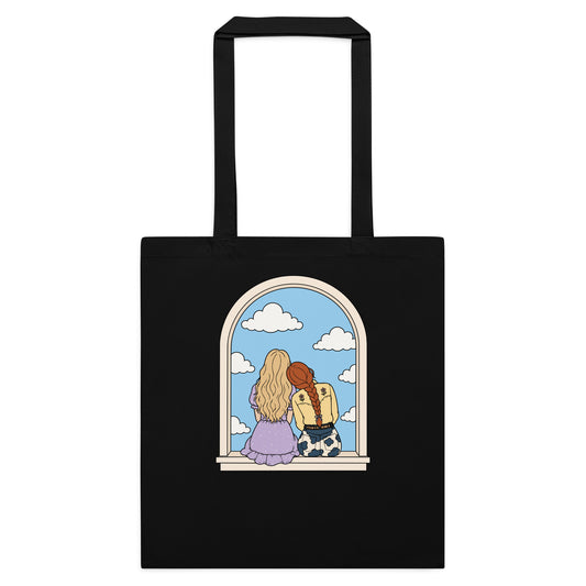Windowsill Friends Cotton Tote Bag — Whimsical Friendship Illustration - Spinsterly Co