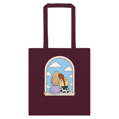 Windowsill Friends Cotton Tote Bag — Whimsical Friendship Illustration - Spinsterly Co