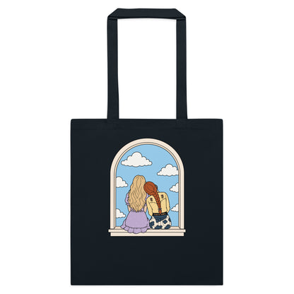 Windowsill Friends Cotton Tote Bag — Whimsical Friendship Illustration - Spinsterly Co