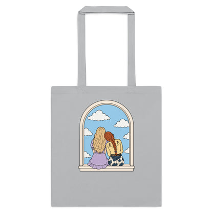 Windowsill Friends Cotton Tote Bag — Whimsical Friendship Illustration - Spinsterly Co