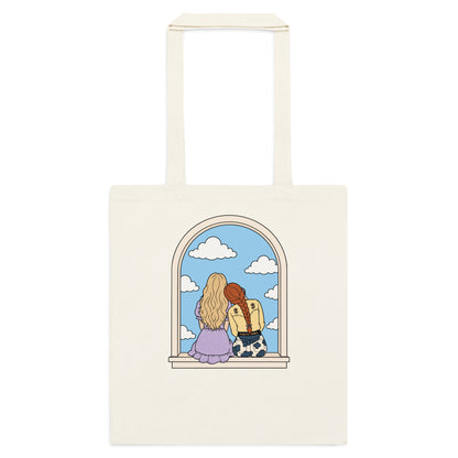 Windowsill Friends Cotton Tote Bag — Whimsical Friendship Illustration - Spinsterly Co