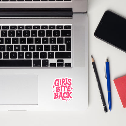 Girls Bite Back Sticker | Funny Feminist Word Art Die-Cut Vinyl Sticker - Spinsterly Co
