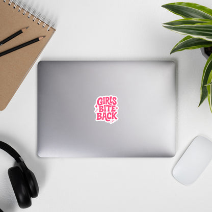 Girls Bite Back Sticker | Funny Feminist Word Art Die-Cut Vinyl Sticker - Spinsterly Co