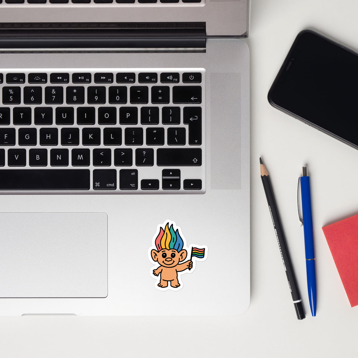 90s Pride Troll Doll Sticker | Die-Cut Vinyl Sticker - Spinsterly Co