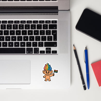90s Pride Troll Doll Sticker | Die-Cut Vinyl Sticker - Spinsterly Co