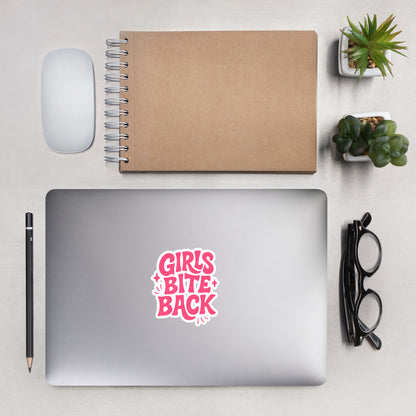 Girls Bite Back Sticker | Funny Feminist Word Art Die-Cut Vinyl Sticker - Spinsterly Co