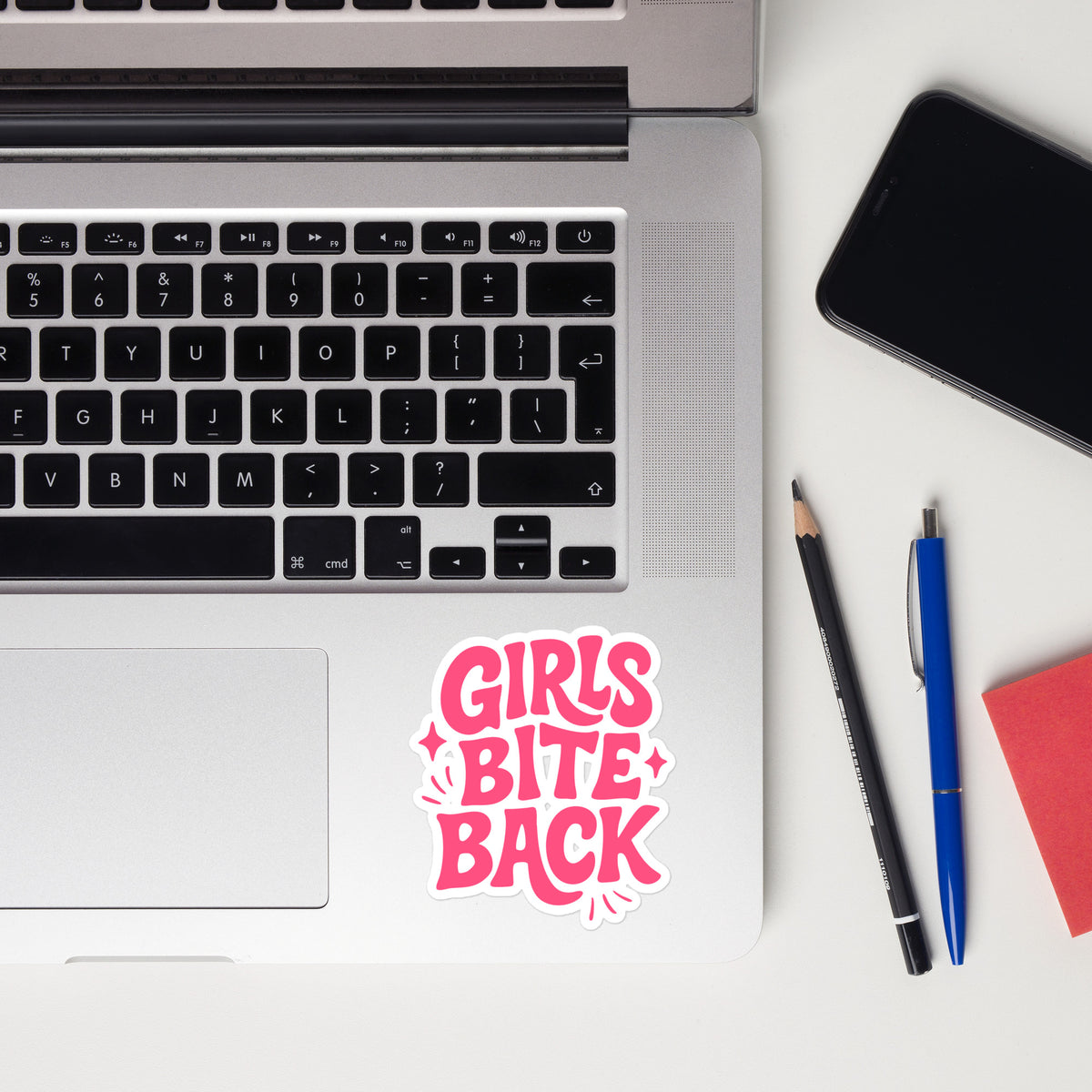 Girls Bite Back Sticker | Funny Feminist Word Art Die-Cut Vinyl Sticker - Spinsterly Co