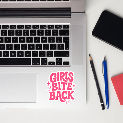 Girls Bite Back Sticker | Funny Feminist Word Art Die-Cut Vinyl Sticker - Spinsterly Co