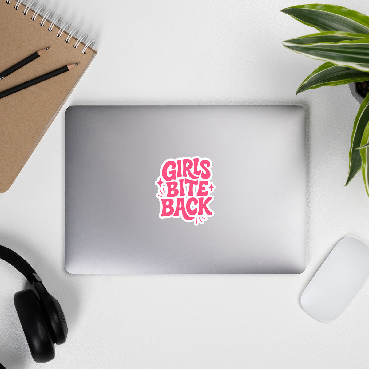 Girls Bite Back Sticker | Funny Feminist Word Art Die-Cut Vinyl Sticker - Spinsterly Co