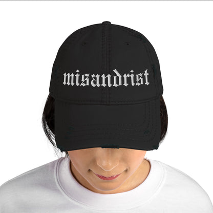 Misandrist Distressed Dad Hat | Feminist Gothic Embroidered Baseball Cap - Spinsterly Co