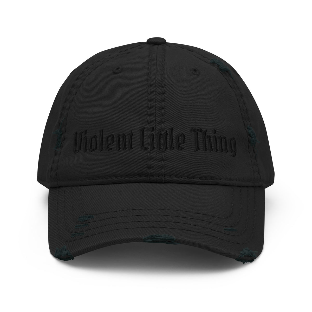 Violent Little Thing Distressed Dad Hat | Tonal Black Embroidered Cap - Spinsterly Co