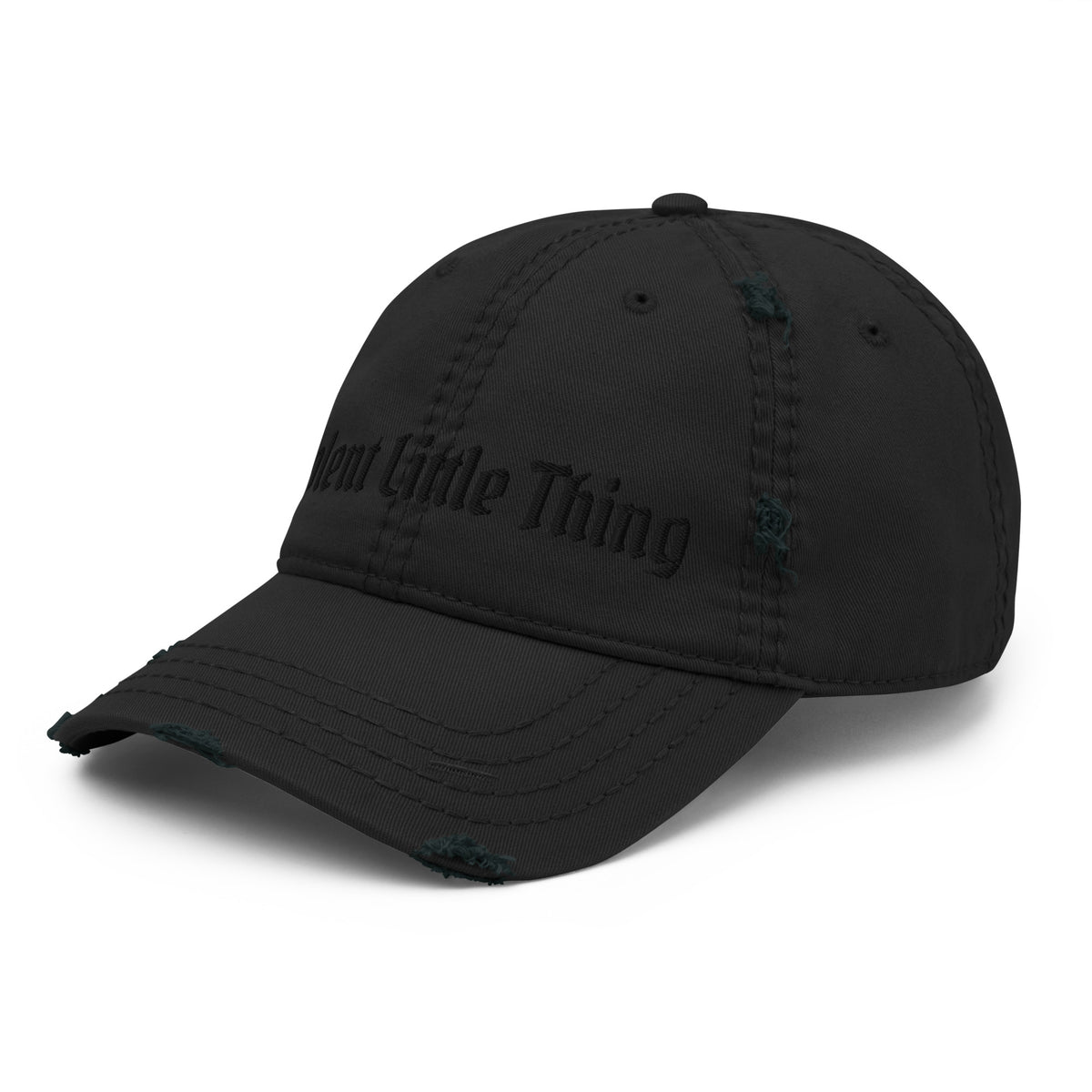 Violent Little Thing Distressed Dad Hat | Tonal Black Embroidered Cap - Spinsterly Co