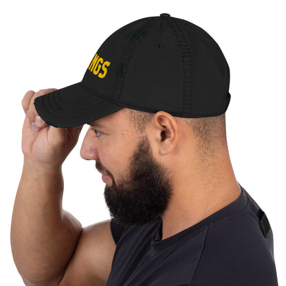 No Kings Distressed Dad Hat | Bold Gold Embroidered Political Cap - Spinsterly Co