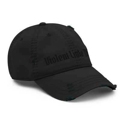 Violent Little Thing Distressed Dad Hat | Tonal Black Embroidered Cap - Spinsterly Co