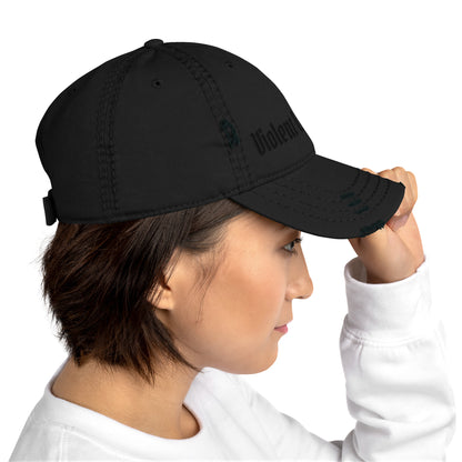 Violent Little Thing Distressed Dad Hat | Tonal Black Embroidered Cap - Spinsterly Co