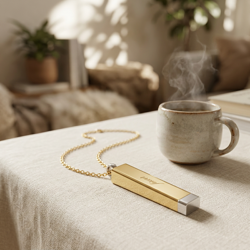 Hidden Message Sliding Bar Necklace | Engravable Secret Message Pendant - Spinsterly Co