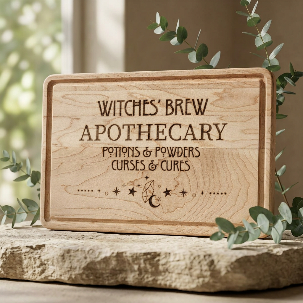 Witches' Brew Apothecary Engraved Wooden Cutting Board | Witchy Kitchen Decor Gift - Spinsterly Co