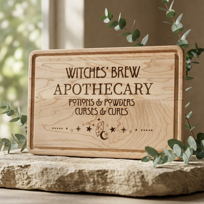 Witches' Brew Apothecary Engraved Wooden Cutting Board | Witchy Kitchen Decor Gift - Spinsterly Co