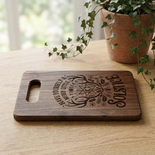 Solstice Mandala Engraved Wooden Cutting Board | Maple or Walnut Kitchen Board - Spinsterly Co