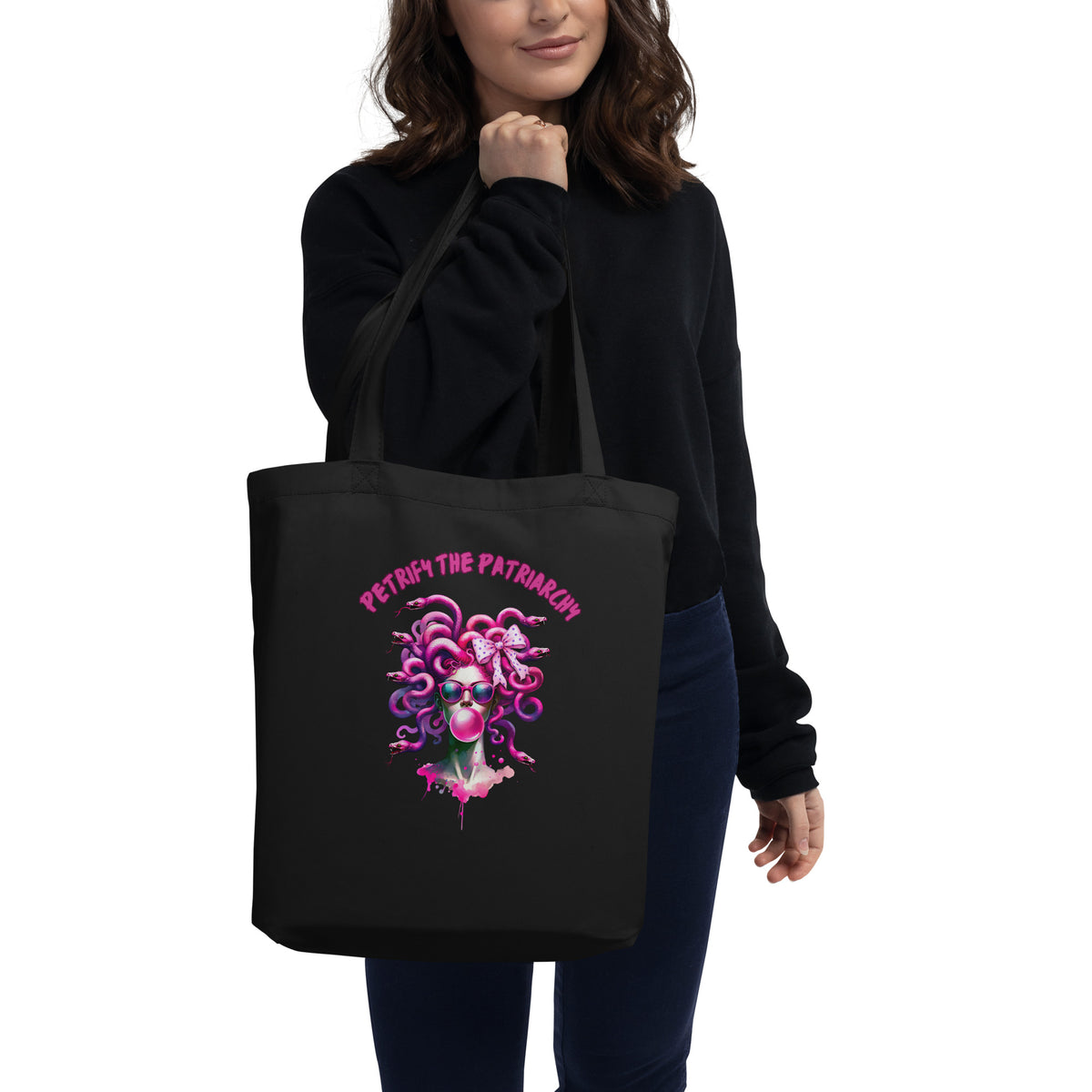 Petrify the Patriarchy Medusa Tote Bag | Feminist Mythology Organic Cotton Tote - Spinsterly Co