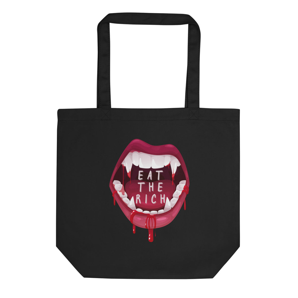 Eat the Rich Vampire Mouth Tote Bag | Anti-Capitalism Gothic Organic Cotton Tote - Spinsterly Co