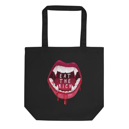 Eat the Rich Vampire Mouth Tote Bag | Anti-Capitalism Gothic Organic Cotton Tote - Spinsterly Co