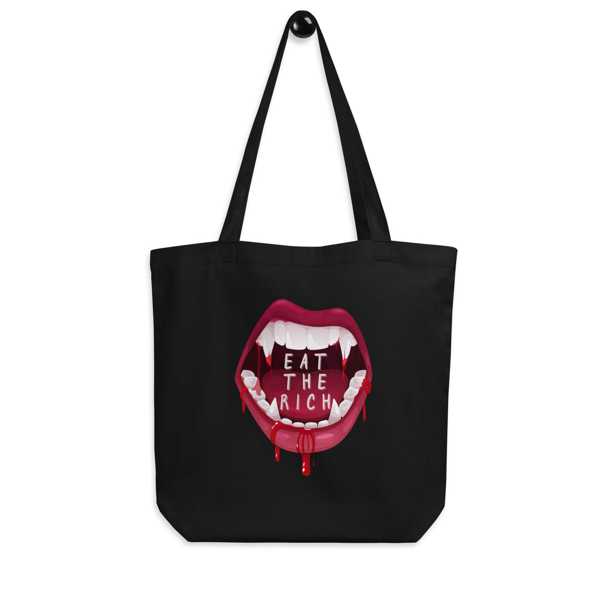 Eat the Rich Vampire Mouth Tote Bag | Anti-Capitalism Gothic Organic Cotton Tote - Spinsterly Co