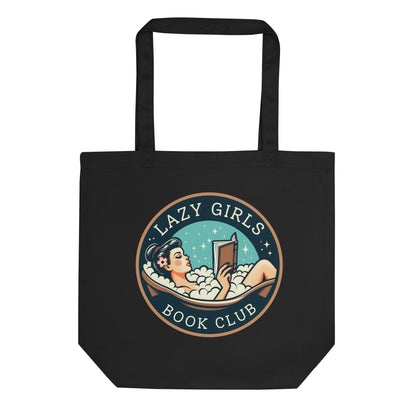 Lazy Girls Book Club Organic Cotton Tote Bag | Bookish Gift Tote for Readers - Spinsterly Co