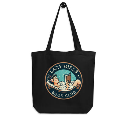 Lazy Girls Book Club Organic Cotton Tote Bag | Bookish Gift Tote for Readers - Spinsterly Co