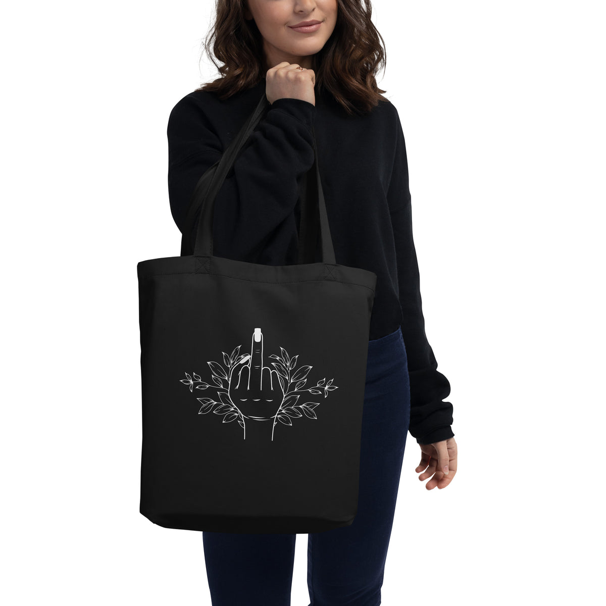 Botanical Middle Finger Tote Bag | Funny Feminist Organic Cotton Eco Tote - Spinsterly Co