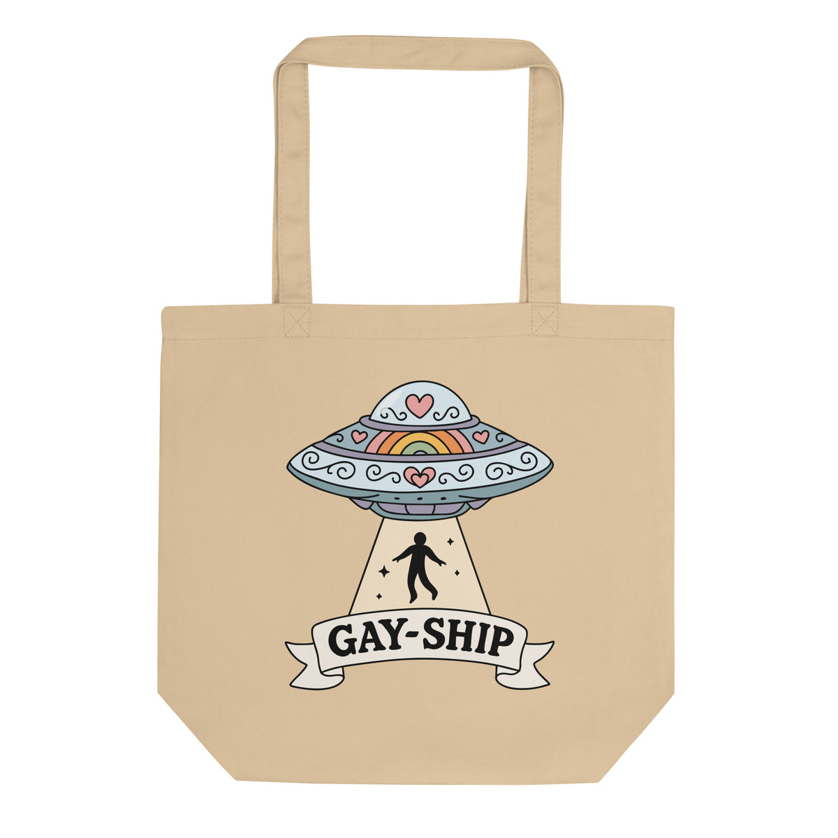 Gay-Ship UFO Eco Tote Bag | Funny LGBTQIA+ Pride Organic Cotton Tote - Spinsterly Co