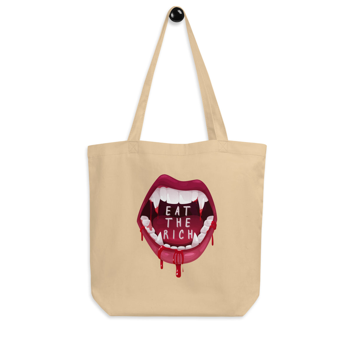 Eat the Rich Vampire Mouth Tote Bag | Anti-Capitalism Gothic Organic Cotton Tote - Spinsterly Co