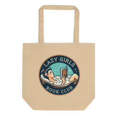 Lazy Girls Book Club Organic Cotton Tote Bag | Bookish Gift Tote for Readers - Spinsterly Co